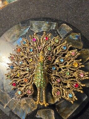Crystal Rhinestone Peacock Brooche.